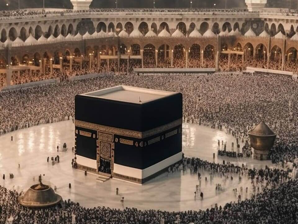 Holy Kaaba during Hajj at Masjid al-Haram