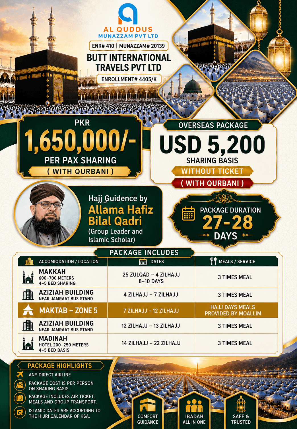 Butt Travel 27-28 Days Hajj Package 2027