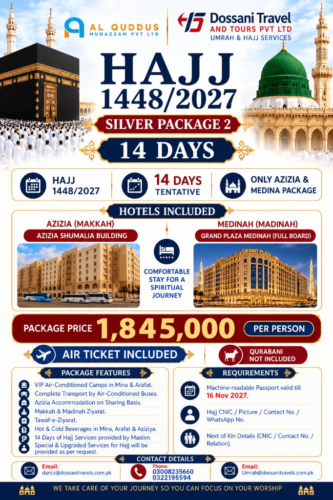 Dossani Travel Silver Package 2 Hajj Package 2027